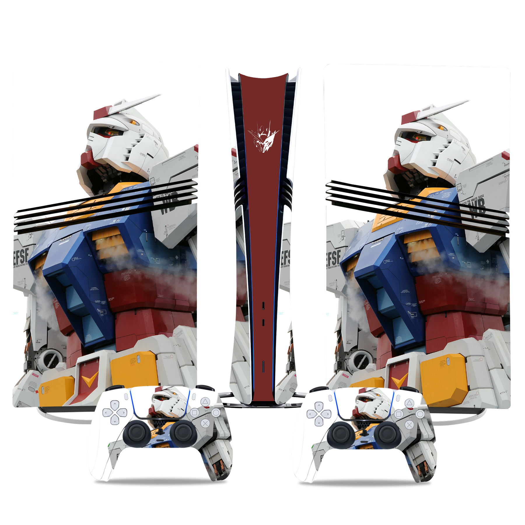 Realistic Gundam PS5 Pro Skin Sticker - Custom Console And Controller Wrap For Anime Enthusiasts - Image 2