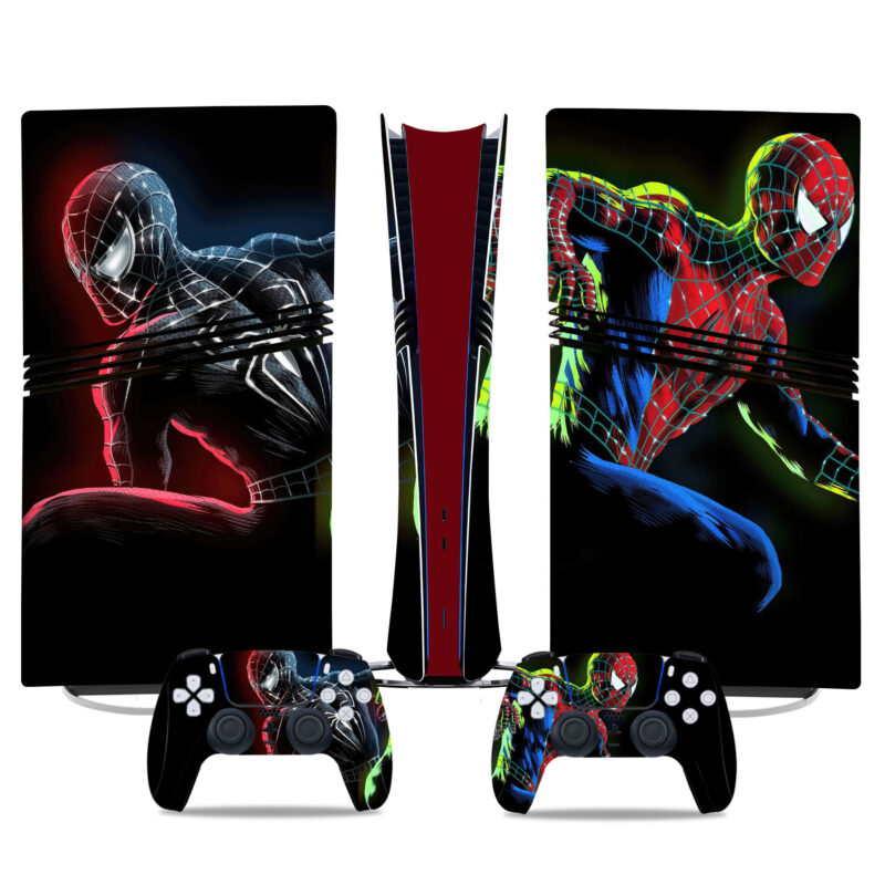 Black Suit vs. Classic Spider-Man PS5 Pro Skin Sticker – Dynamic Console & Controller Wrap