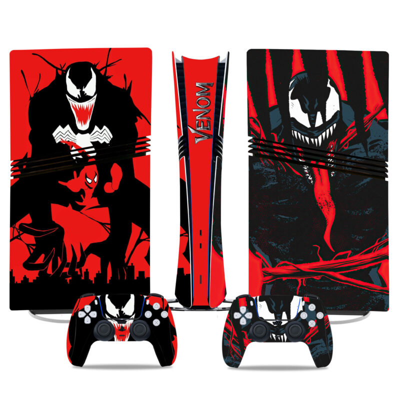 Venom PS5 Pro Skin Sticker – Bold Red & Black Design For Console & Controllers