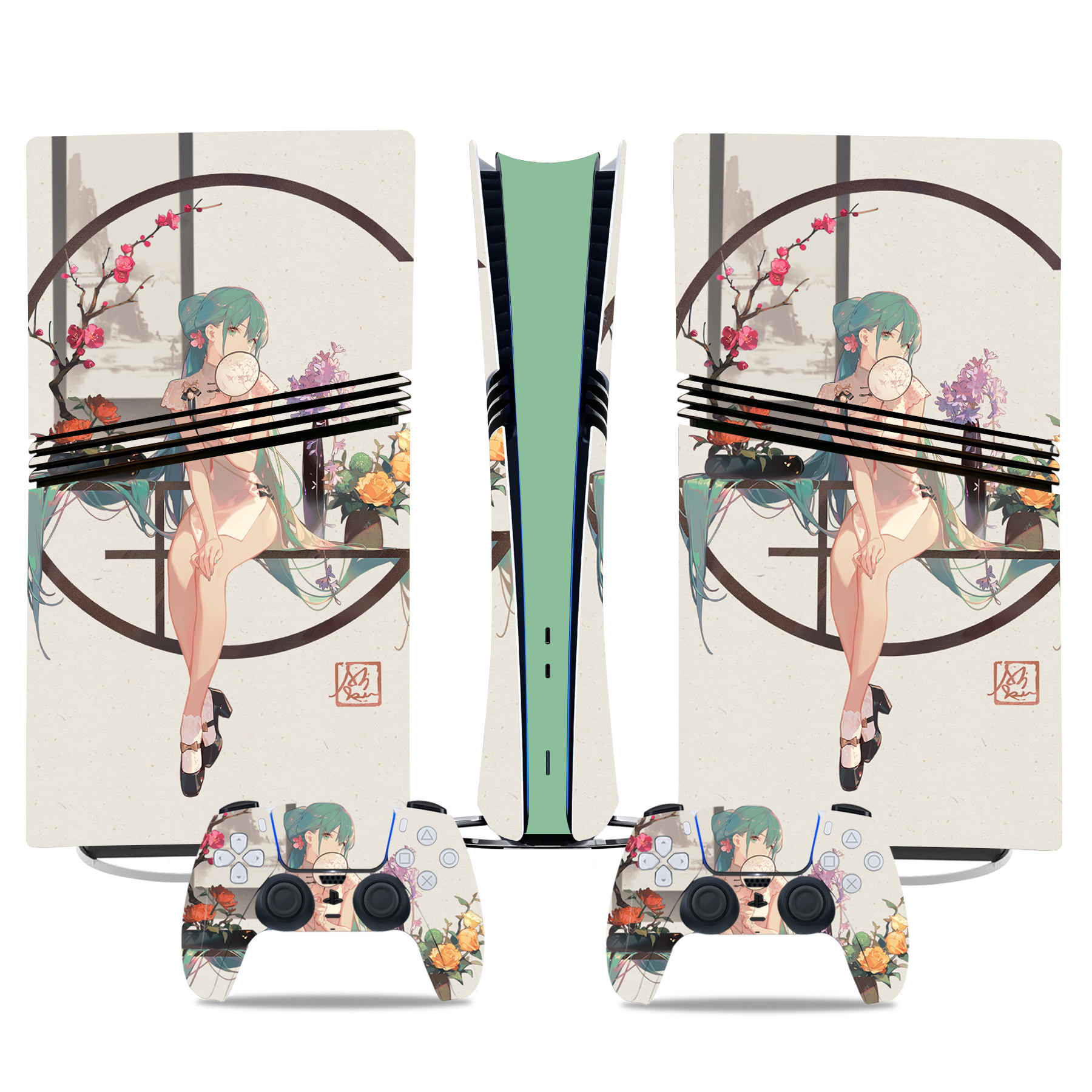 Elegant Anime Girl PS5 Pro Skin Sticker – Beautiful Designs For Console And Controllers - Image 3