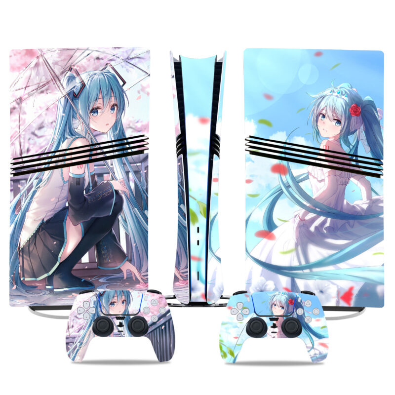 Hatsune Miku PS5 Pro Skin Sticker – Stunning Anime Design For Console & Controller