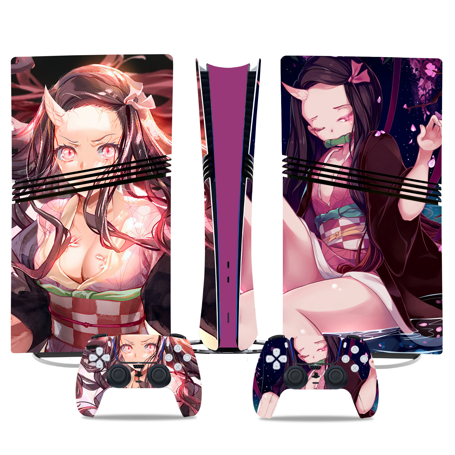 Demon Slayer Nezuko Kamado PS5 Pro Skin Sticker – Stunning Console & Controller Design - Image 3