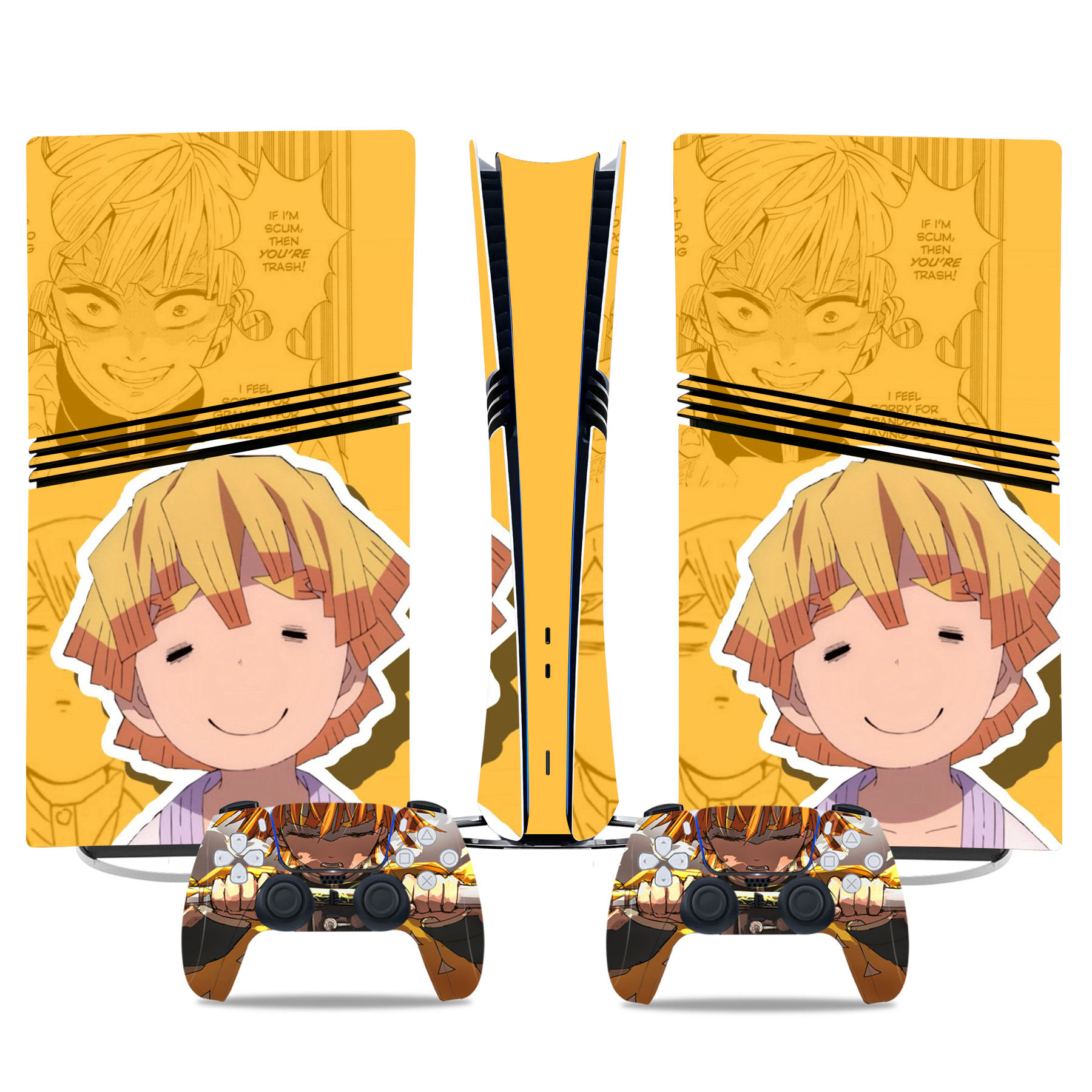 Exclusive Demon Slayer Zenitsu PS5 Pro Skin Sticker – Perfect Wrap For Console And Controllers - Image 3