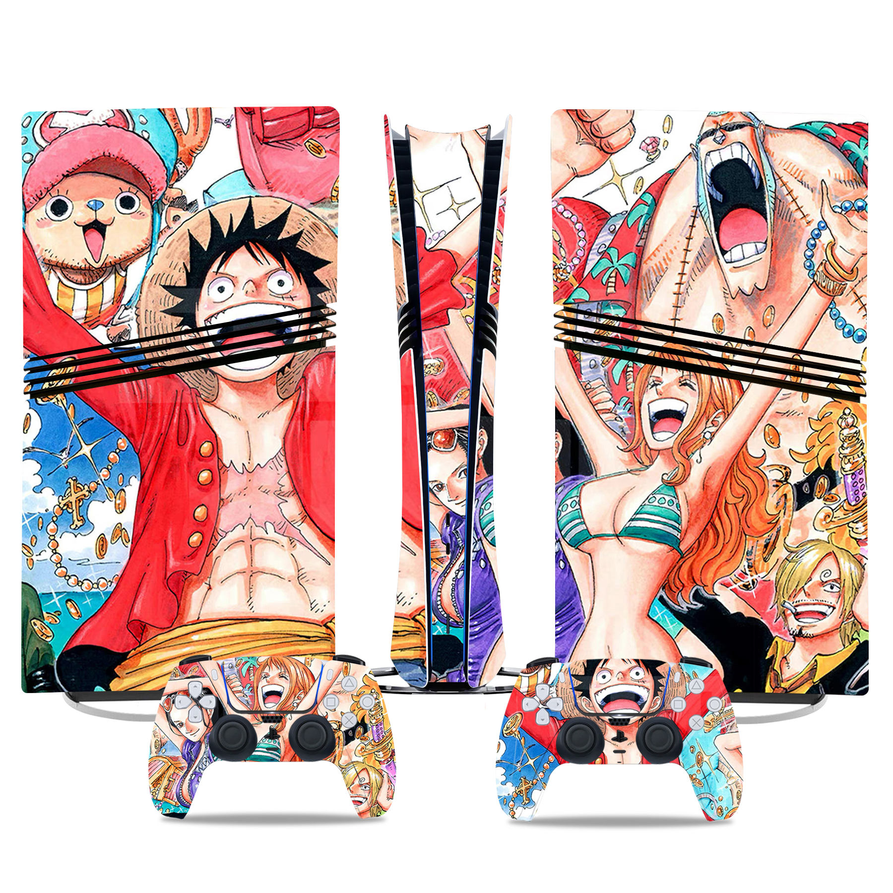 One Piece Crew PS5 Pro Skin Sticker - Vibrant Anime Console & Controller Wrap Design - Image 2