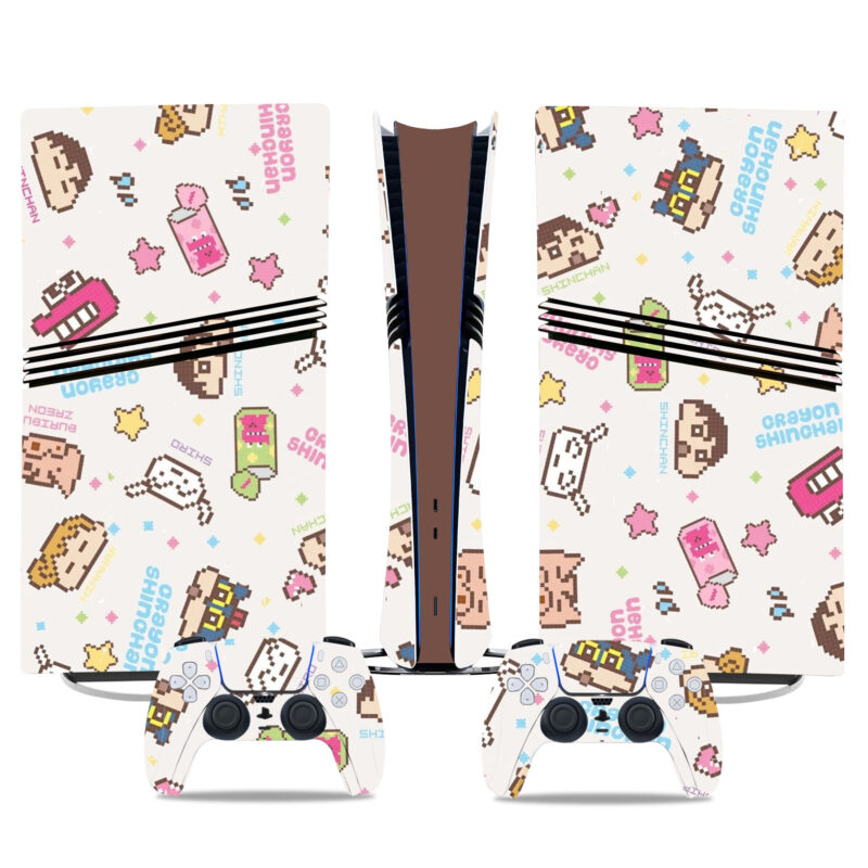 Crayon Shinchan PS5 Pro Skin Sticker – Cute Pixel Art Design For Console And Controller