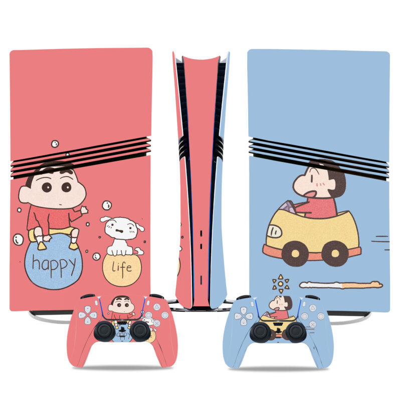 Crayon Shinchan PS5 Pro Skin Sticker – Adorable Happy Life Theme For Console And Controller