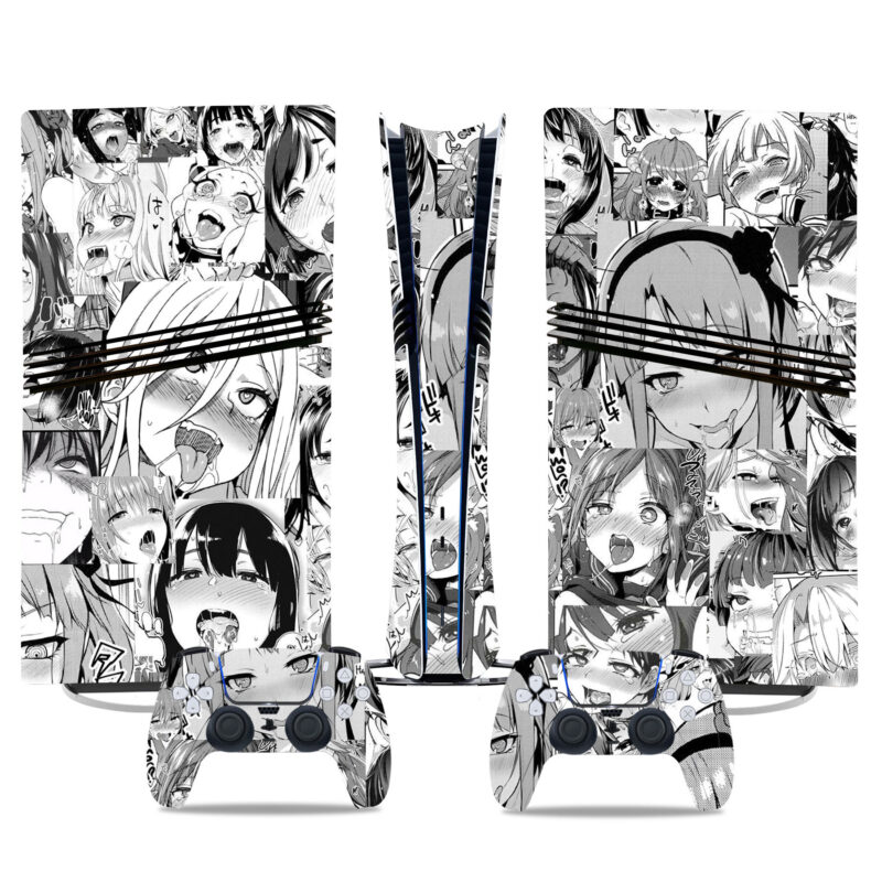 Ahegao PS5 Pro Skin Sticker - Anime-Inspired Console and Controller Protective Wrap