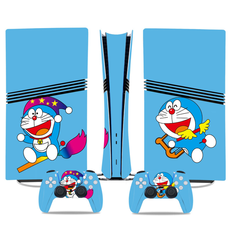Doraemon-Themed Custom PS5 Pro Skin Sticker - Cute Anime Design Console & Controller Decals For Gamers - Image 2