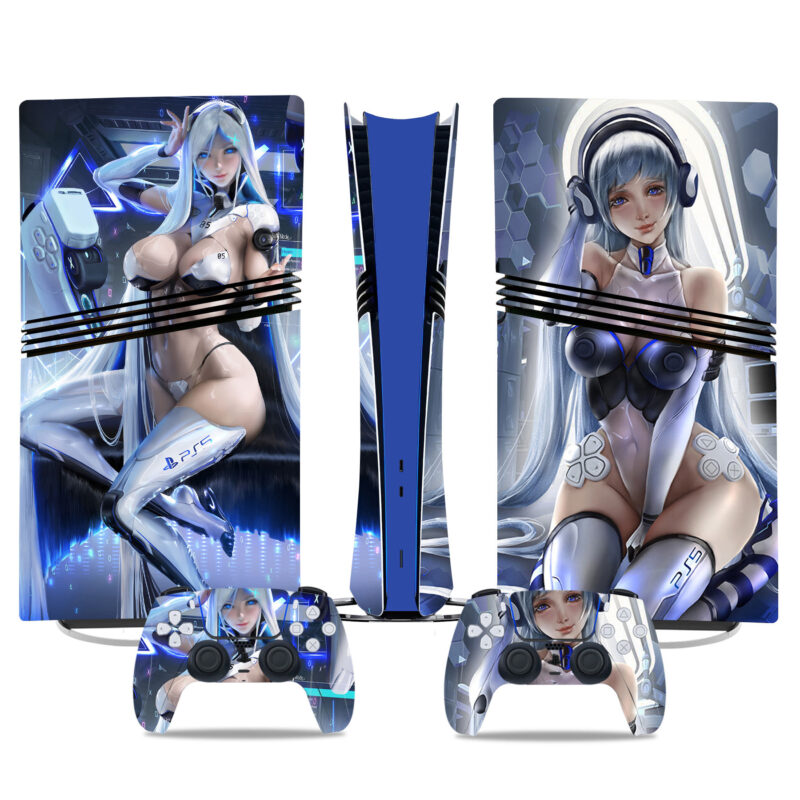 Futuristic Anime PS5 Pro Skin Sticker - Sci-Fi Console & Controller Decals For Custom Gaming