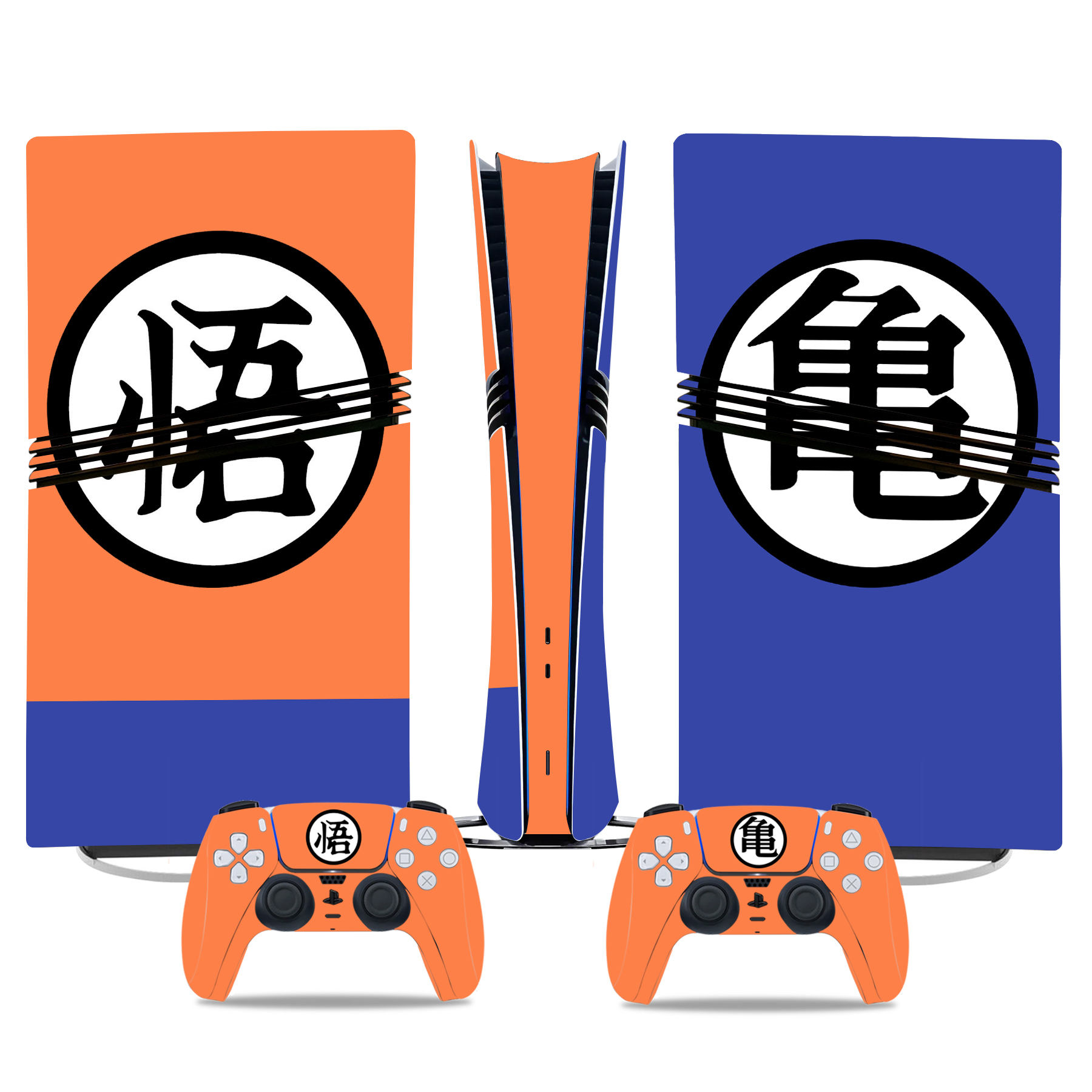 Dragon Ball Z Goku Symbol PS5 Pro Skin Sticker – Iconic Orange & Blue Console And Controller Wrap - Image 3