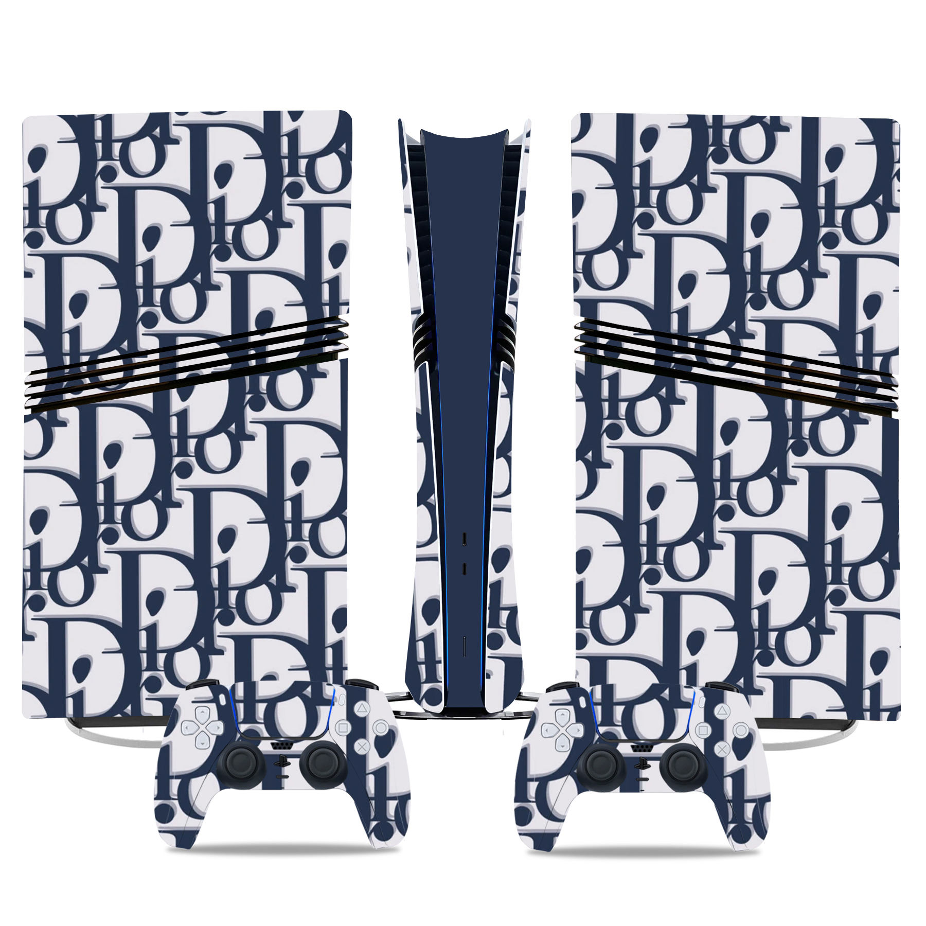 Dior Blue Pattern PS5 Pro Skin Sticker For Console & Controller - Image 3