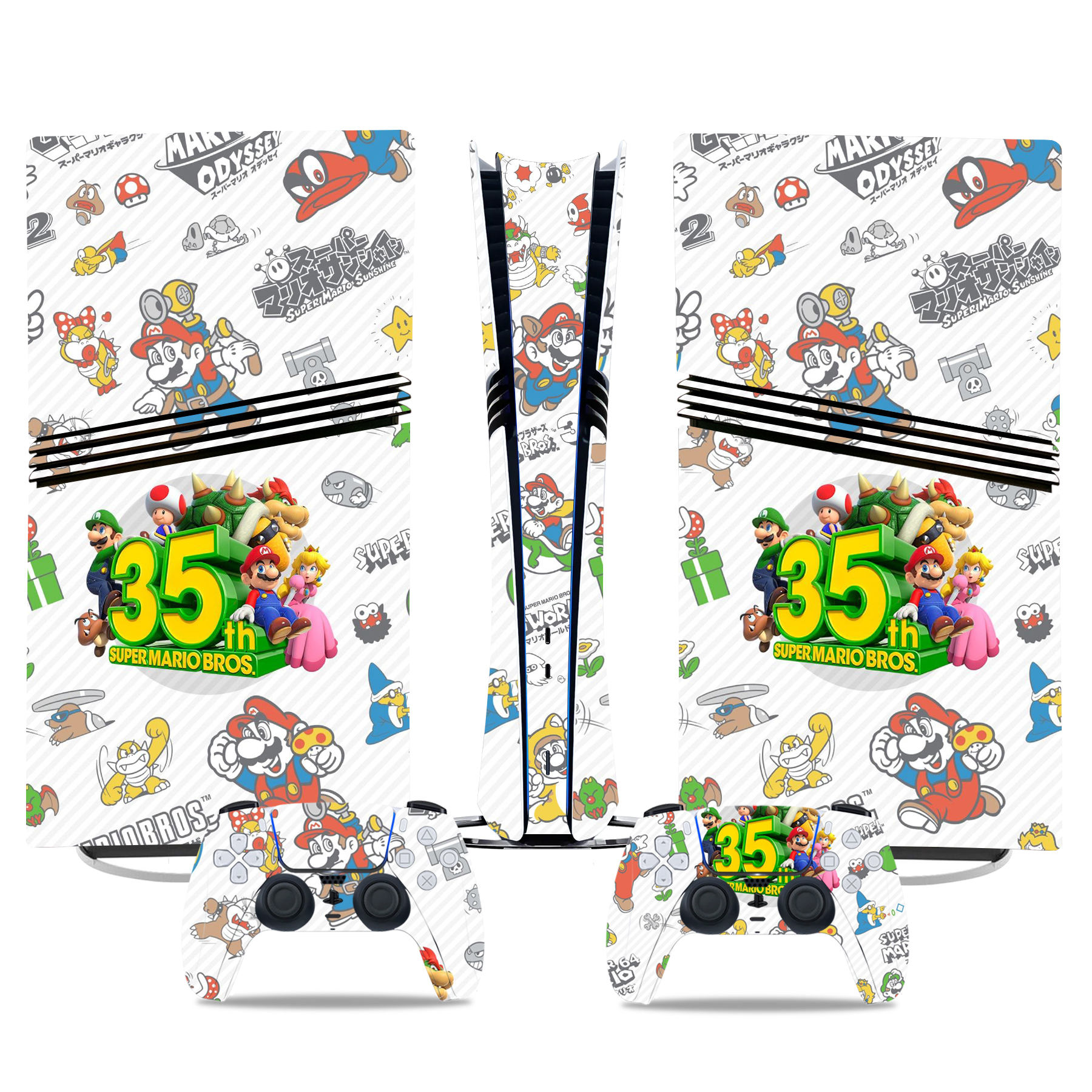 Super Mario Bros 35th Anniversary PS5 Pro Skin Sticker – Fun Vinyl Wrap For Console & Controller - Image 3