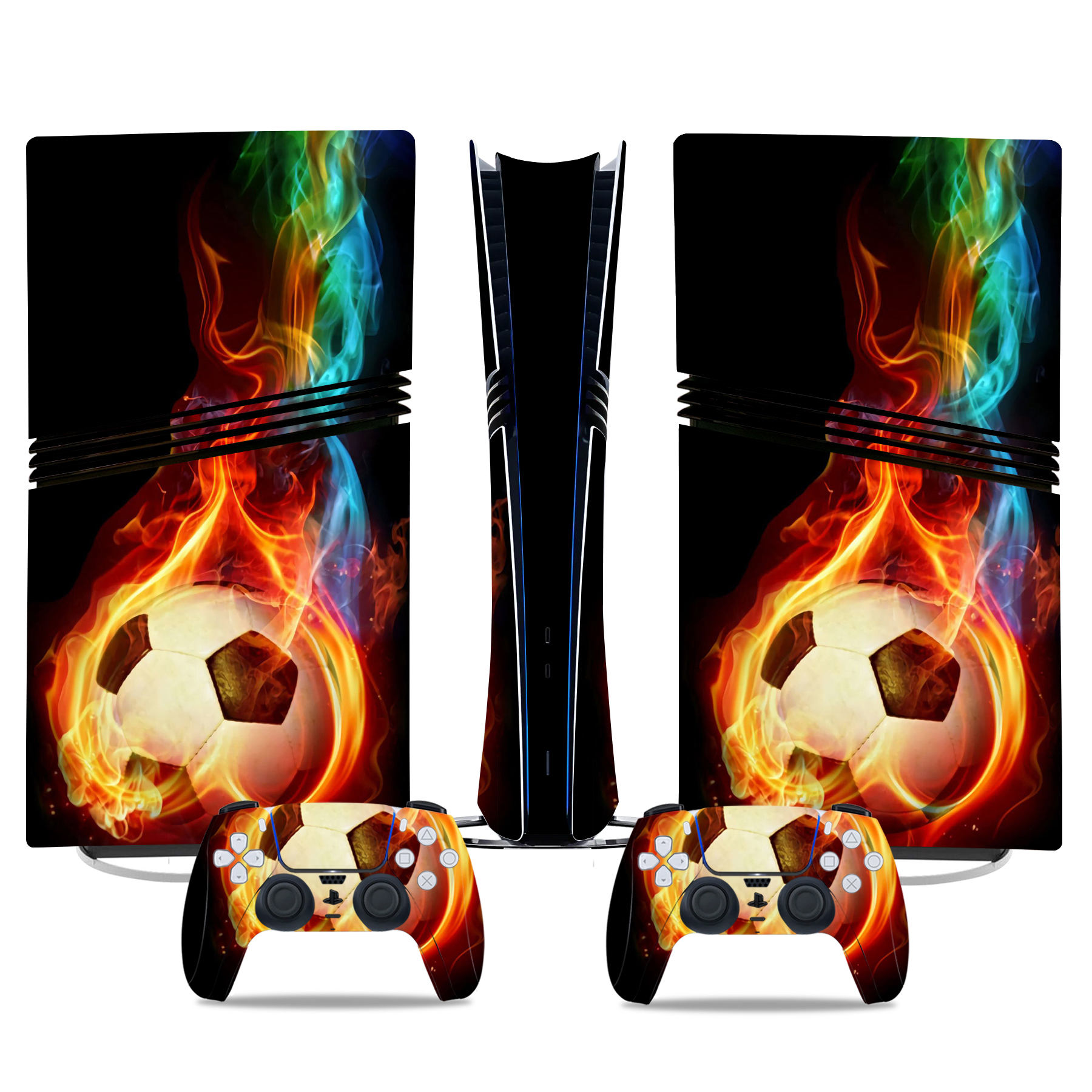 Fiery Soccer Ball PS5 Pro Skin Sticker – Dynamic Flame Design For Console & Controller - Image 3