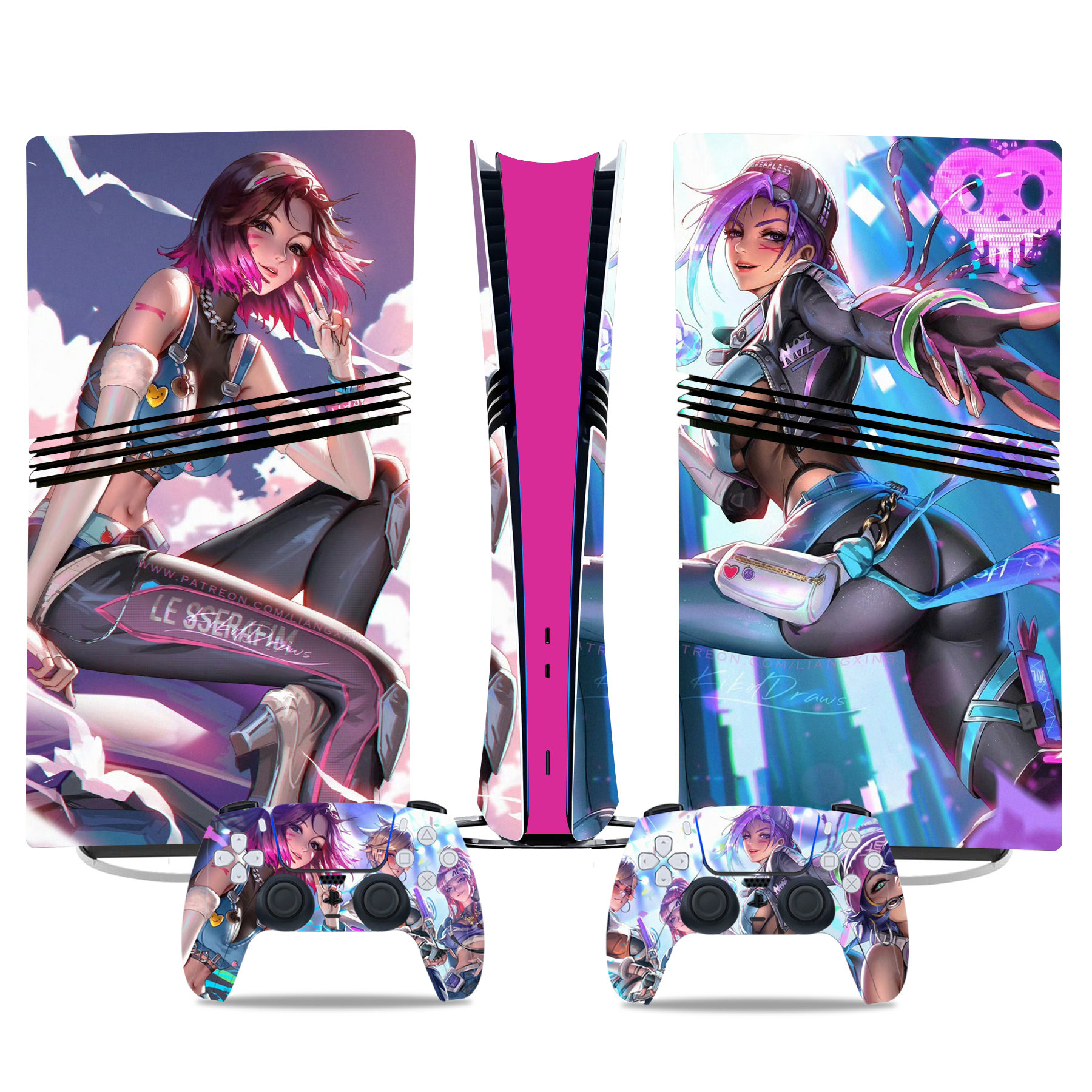 Stylish Anime Girls-Themed PS5 Pro Skin Sticker – Vibrant Console And Controller Wrap - Image 3