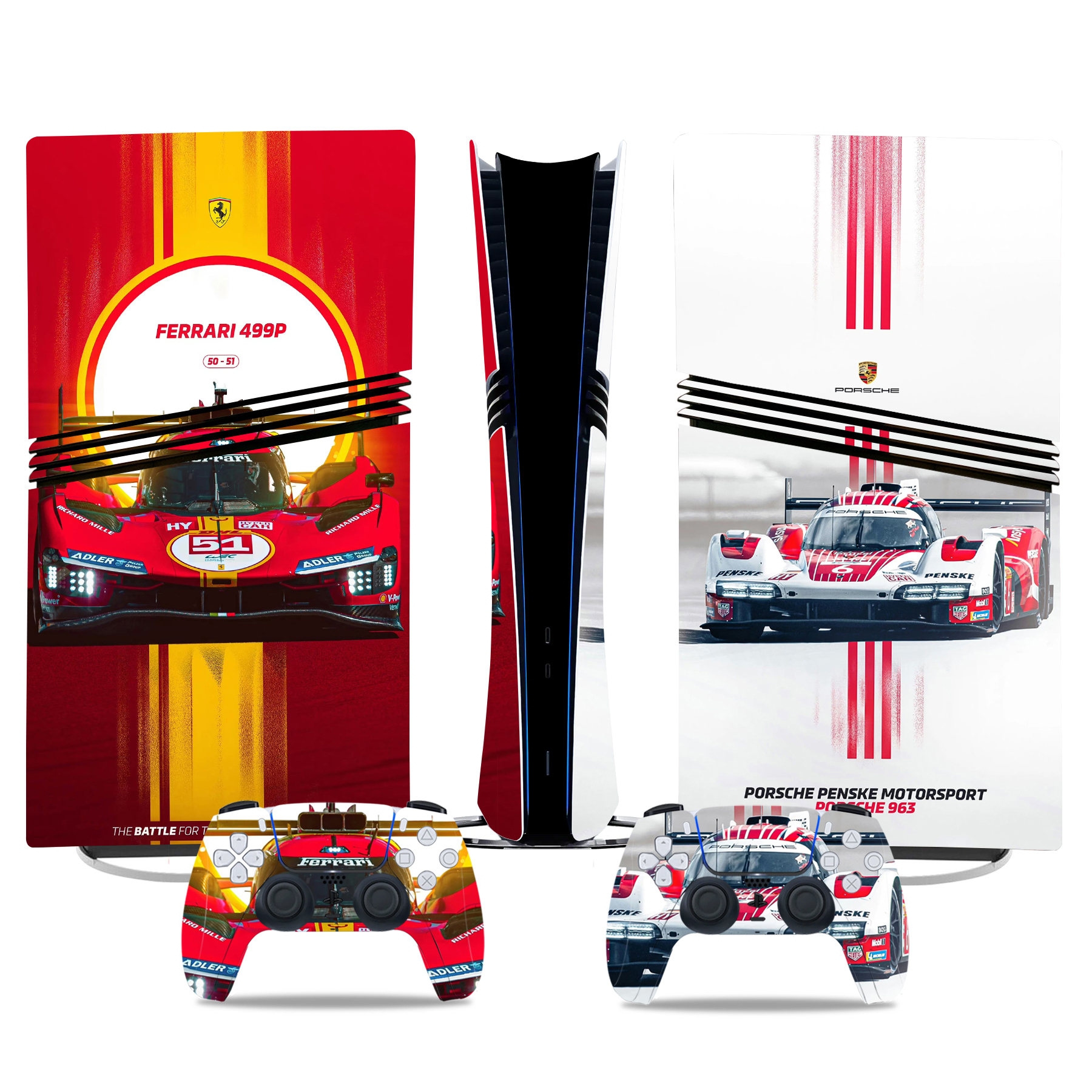 Ferrari And Porsche Racing-Themed PS5 Pro Skin Sticker – Premium Console And Controller Wrap - Image 3