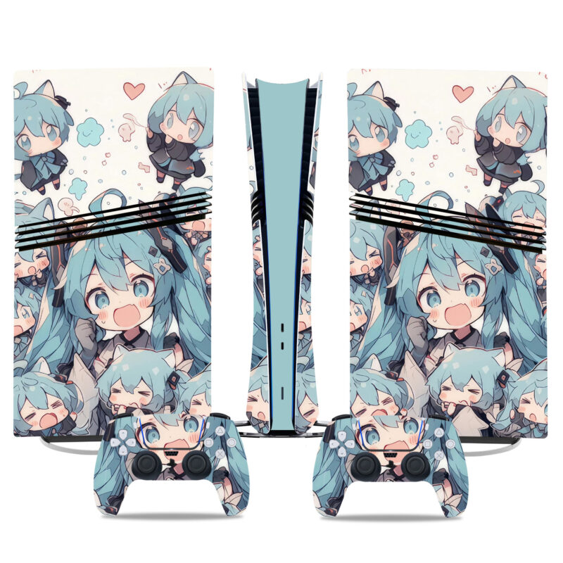 Hatsune Miku Anime PS5 Pro Skin Sticker – Cute Console And Controller Wrap For Gamers