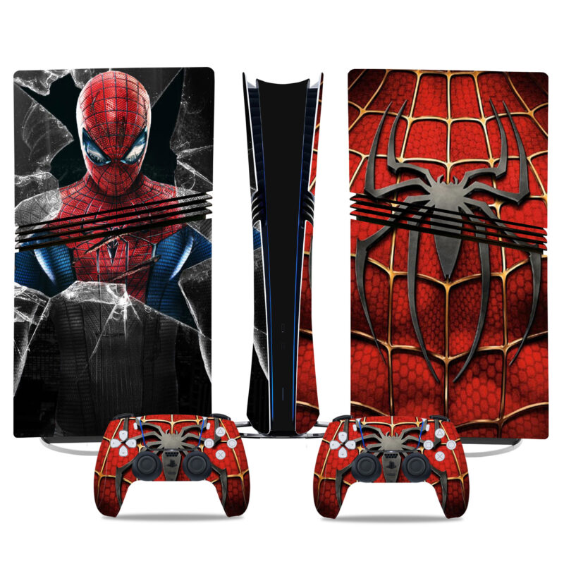 Spider-Man PS5 Pro Skin Sticker Set - Stunning Console & Controller Protective Wrap Design