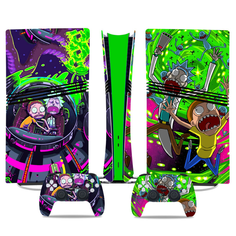 Rick And Morty PS5 Pro Skin Sticker Set - Vibrant Console & Controller Protective Wrap Design