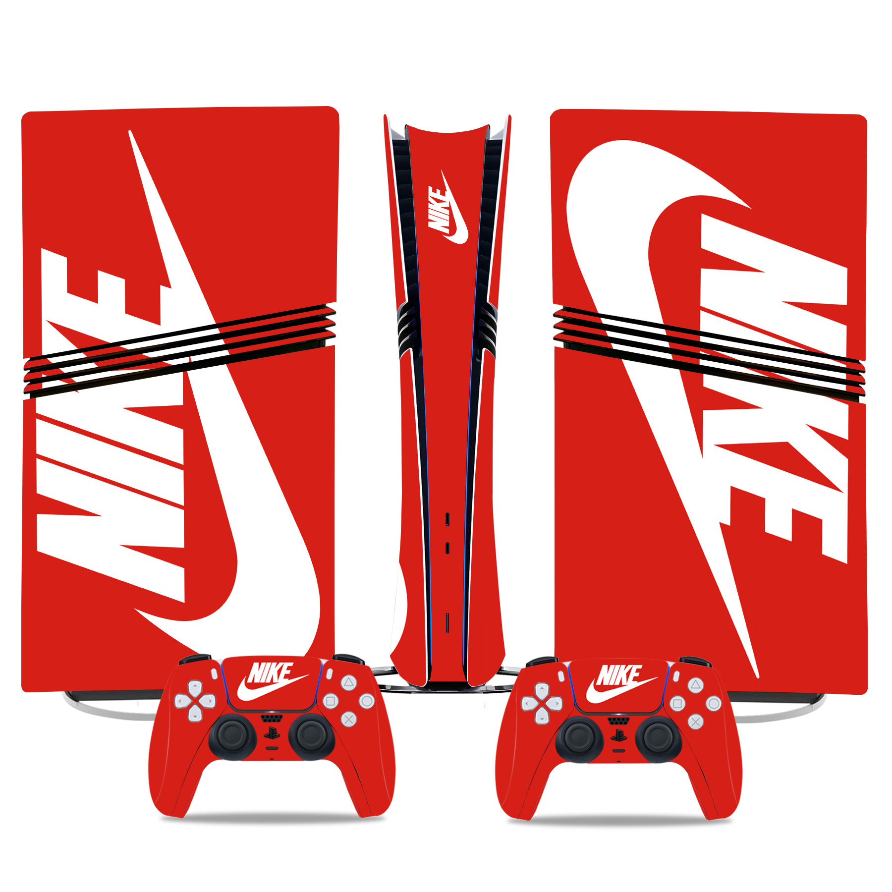 Custom Nike Red PS5 Pro Skin Sticker Set With Matching Controllers – Stylish Console Protection - Image 2