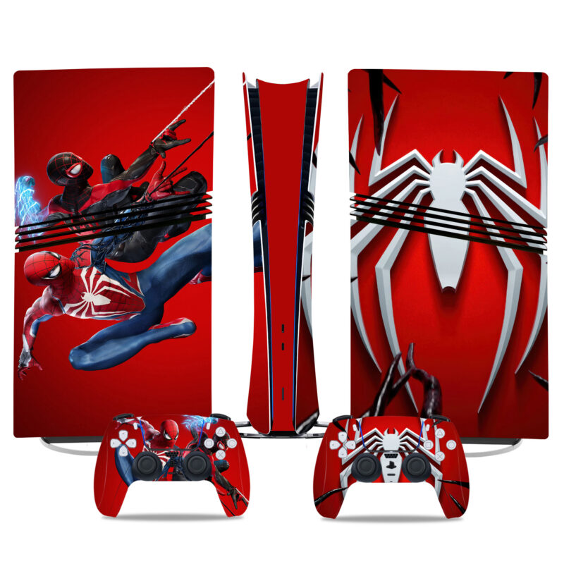 Spider-Man-Inspired PS5 Pro Skin Sticker With Matching Controller Decals For Ultimate Gaming Style