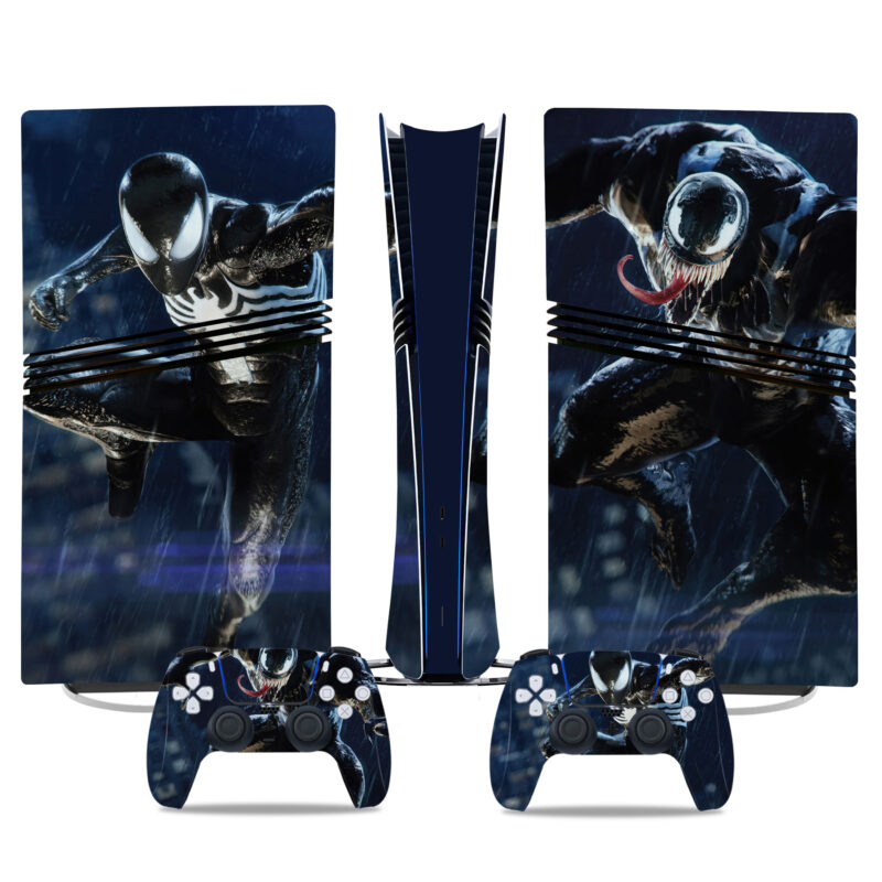 Venom And Spider-Man PS5 Pro Skin Sticker With Matching Controller Decals For Marvel Fans