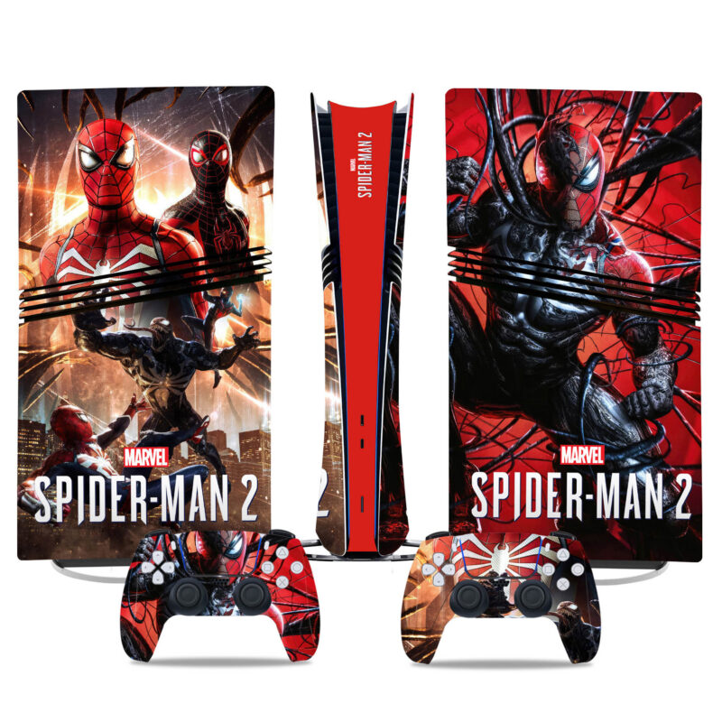 Spider-Man 2 PS5 Pro Skin Sticker - Venom And Spider-Man Console & Controller Decals