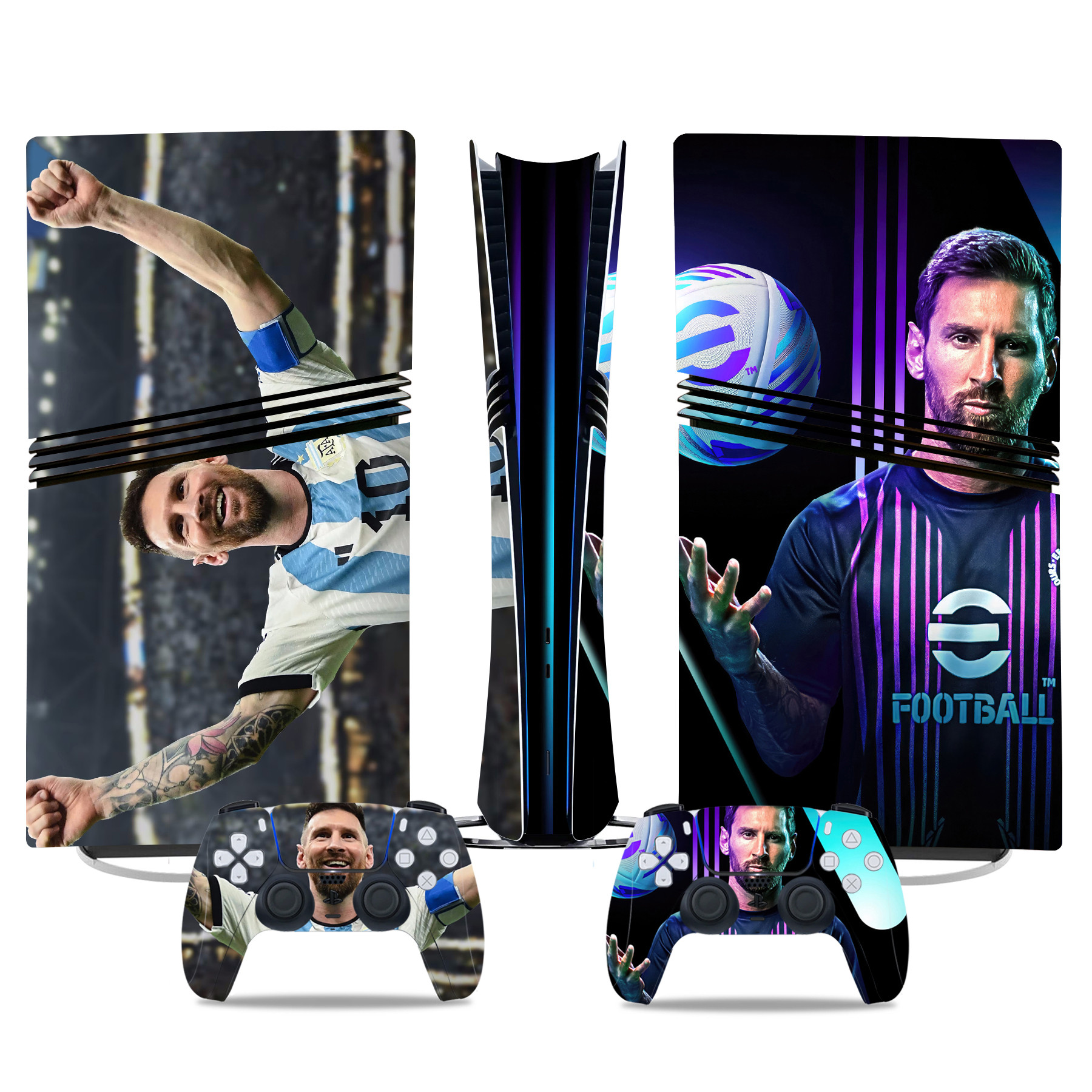 Custom PS5 Pro Skin Sticker - Football Star Design With Matching DualSense Controller Decals - Image 2