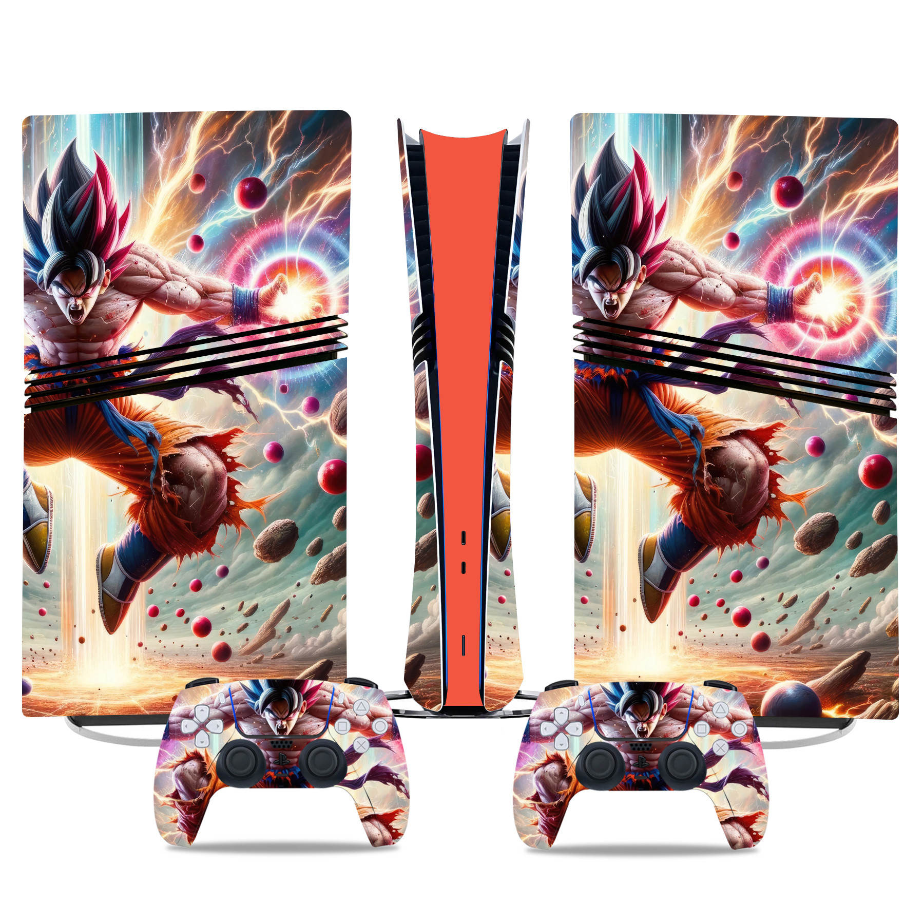 Son Goku PS5 Pro Skin Sticker - Custom Anime Design For Console And Controller - Image 2