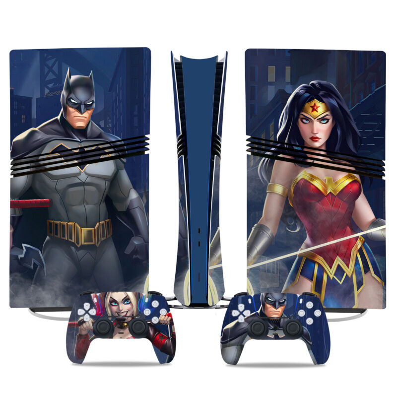 Batman & Wonder Woman PS5 Pro Skin – Vibrant Console And Controller Decal For Superhero Fans