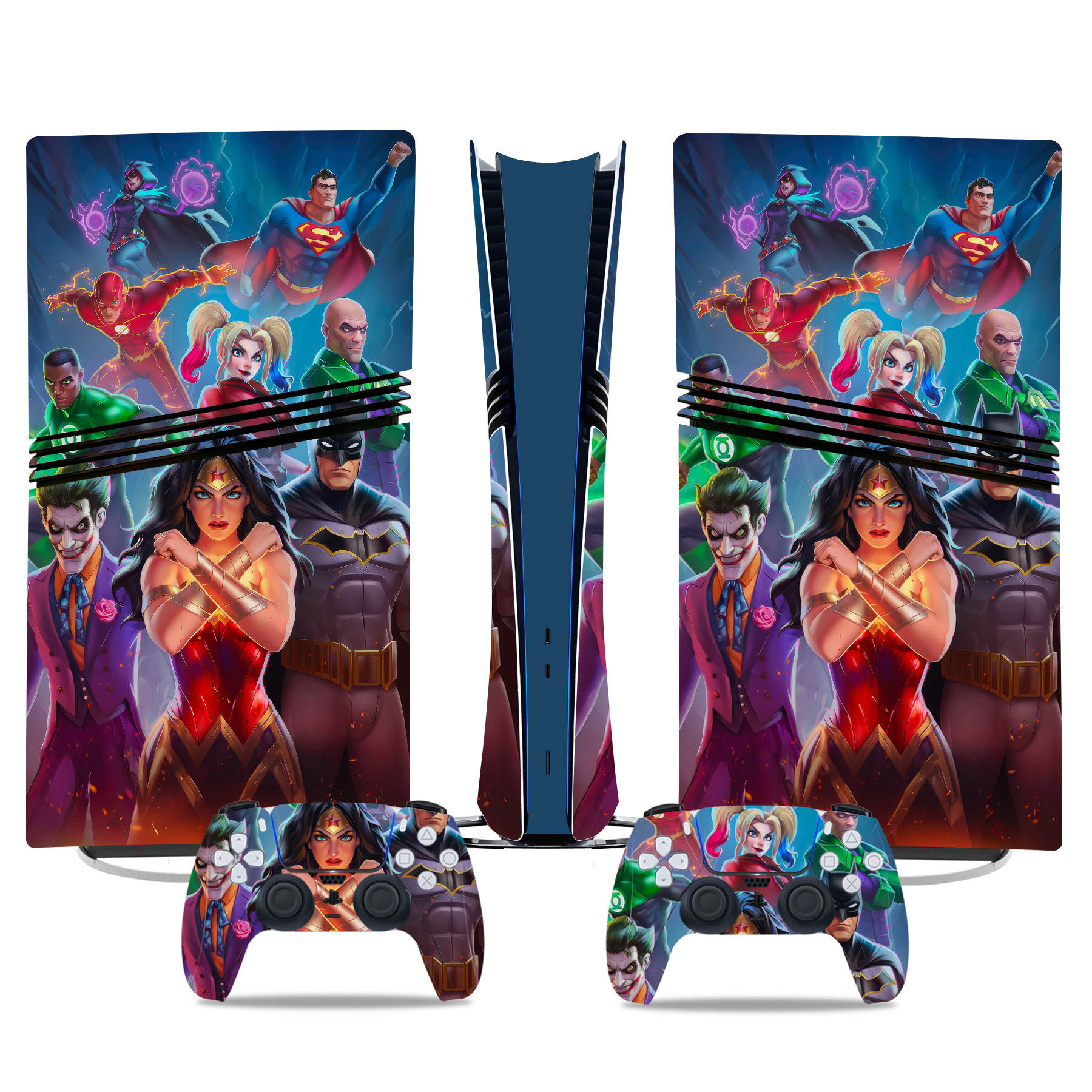 Custom PS5 Pro Skin Sticker Featuring DC Heroes & Villains – Stylish Console & Controller Wrap - Image 2