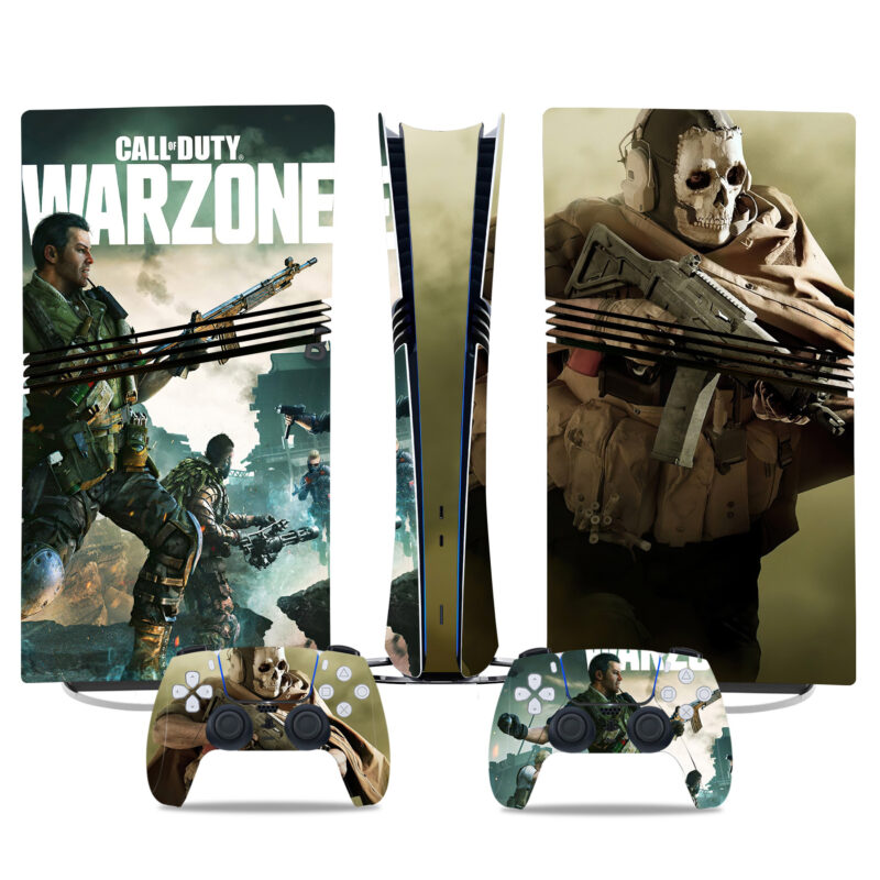 Custom PS5 Pro Skin Sticker - Call Of Duty Warzone Design With Matching Controller Wraps