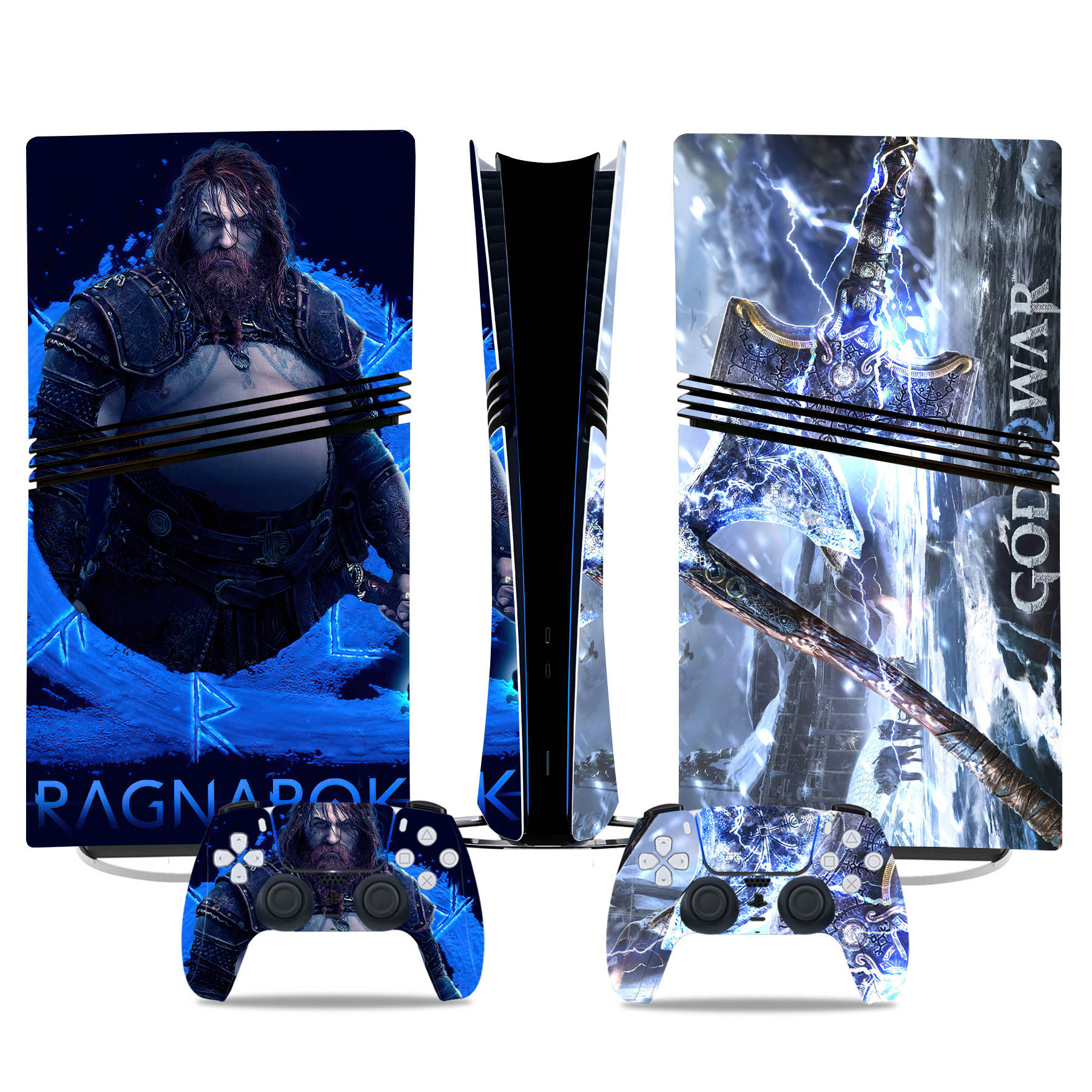 God Of War Ragnarök PS5 Pro Skin Sticker – Vibrant Console And Controller Custom Wrap - Image 3
