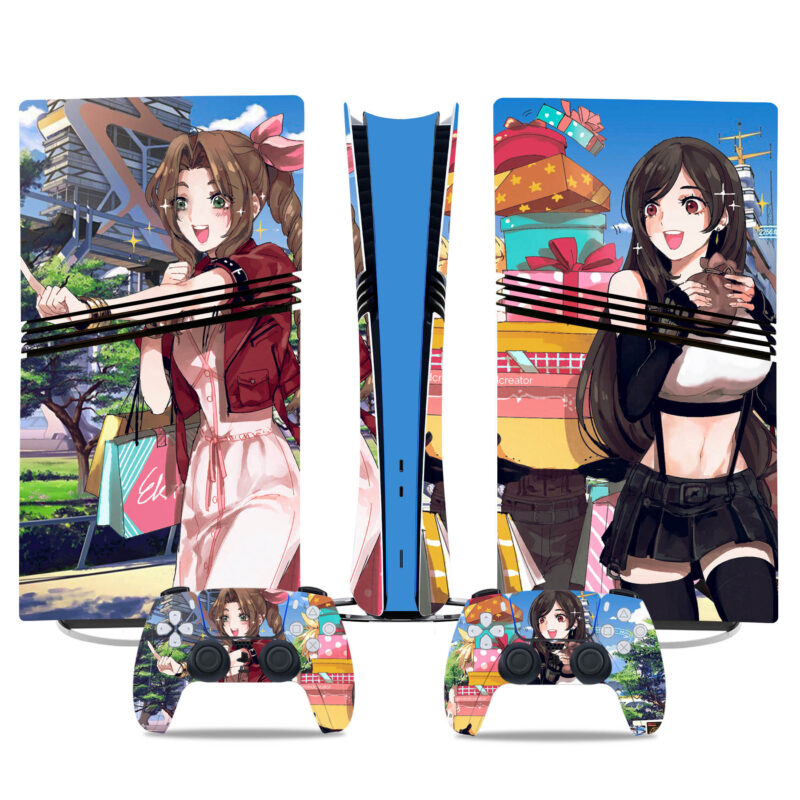 Final Fantasy VII Aerith And Tifa PS5 Pro Skin Sticker – Iconic Design For Console And Controller