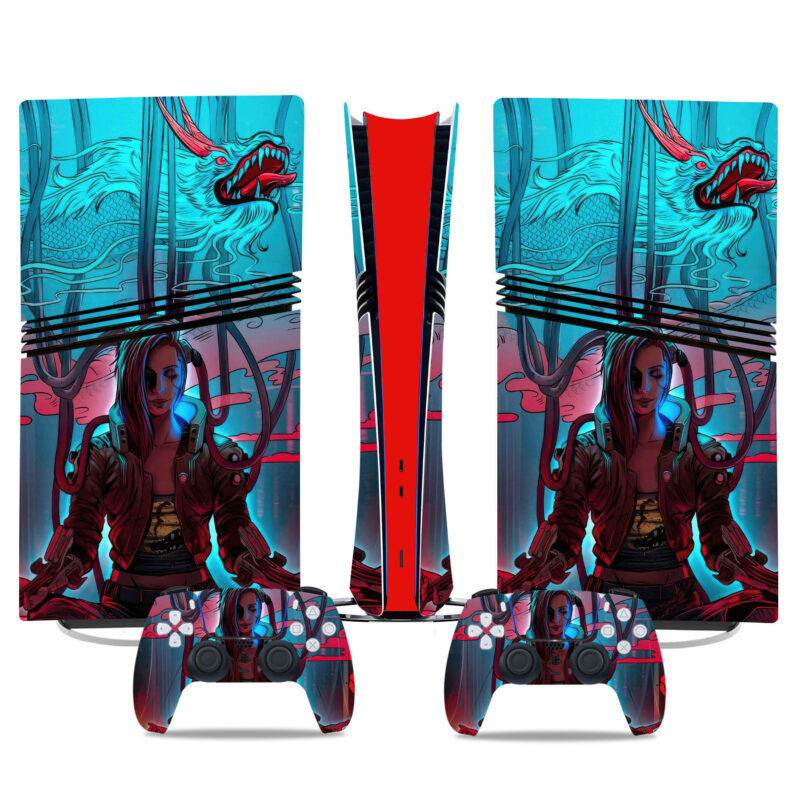 Cyberpunk 2077 PS5 Pro Skin Sticker – Futuristic Design For Console And Controller