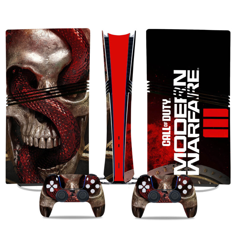 Call Of Duty: Modern Warfare III PS5 Pro Skin Sticker – Intense Red Skull Design For Console And Controller