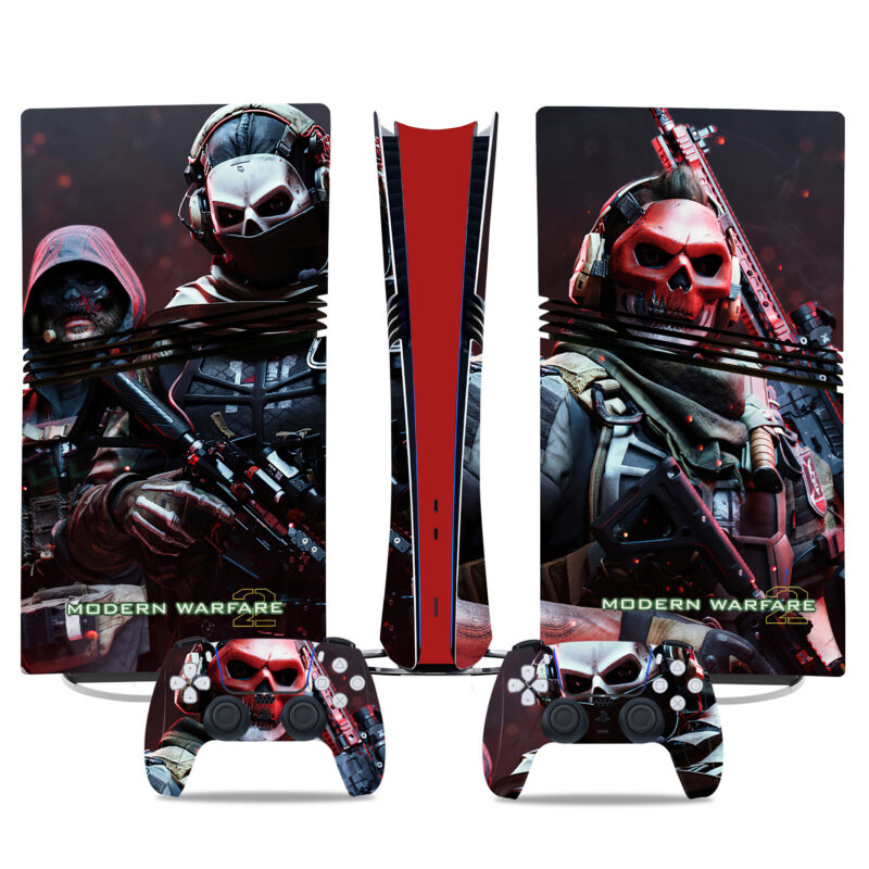 Call Of Duty: Modern Warfare II PS5 Pro Skin Sticker– Red Skull Tactical Design For Console & Controller