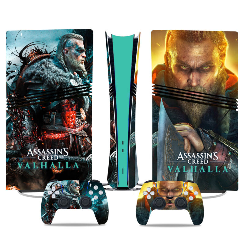 Assassin’s Creed Valhalla PS5 Pro Skin Sticker – Ultimate Viking-Inspired Console And Controller Design