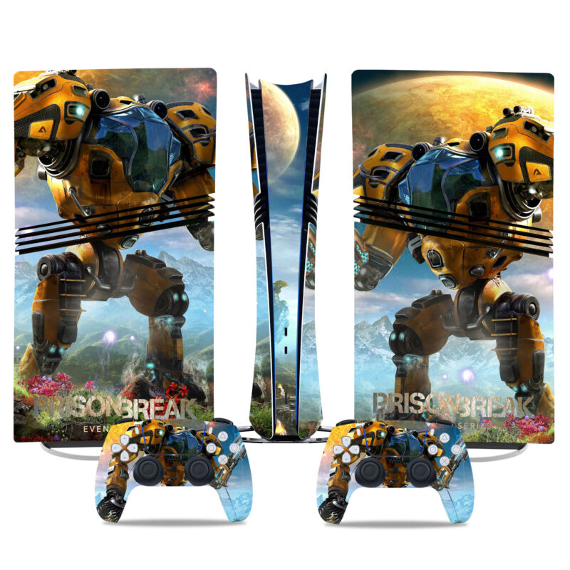 Prison Break Mech PS5 Pro Skin Sticker - Futuristic Console And Controller Wrap For Gamers