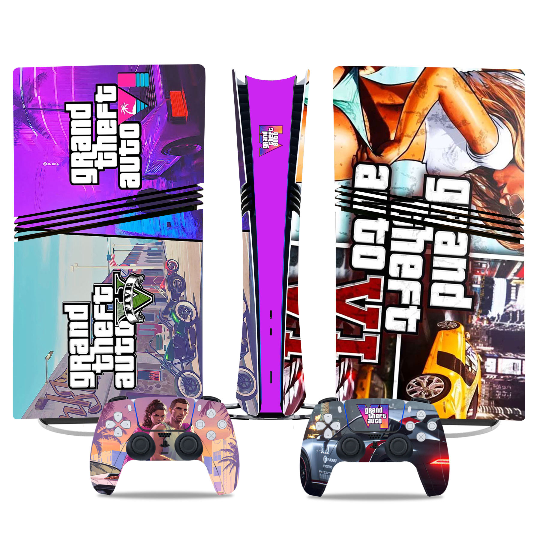 Grand Theft Auto Themed PS5 Pro Skin Sticker - Custom Console And Controller Wrap Set - Image 2
