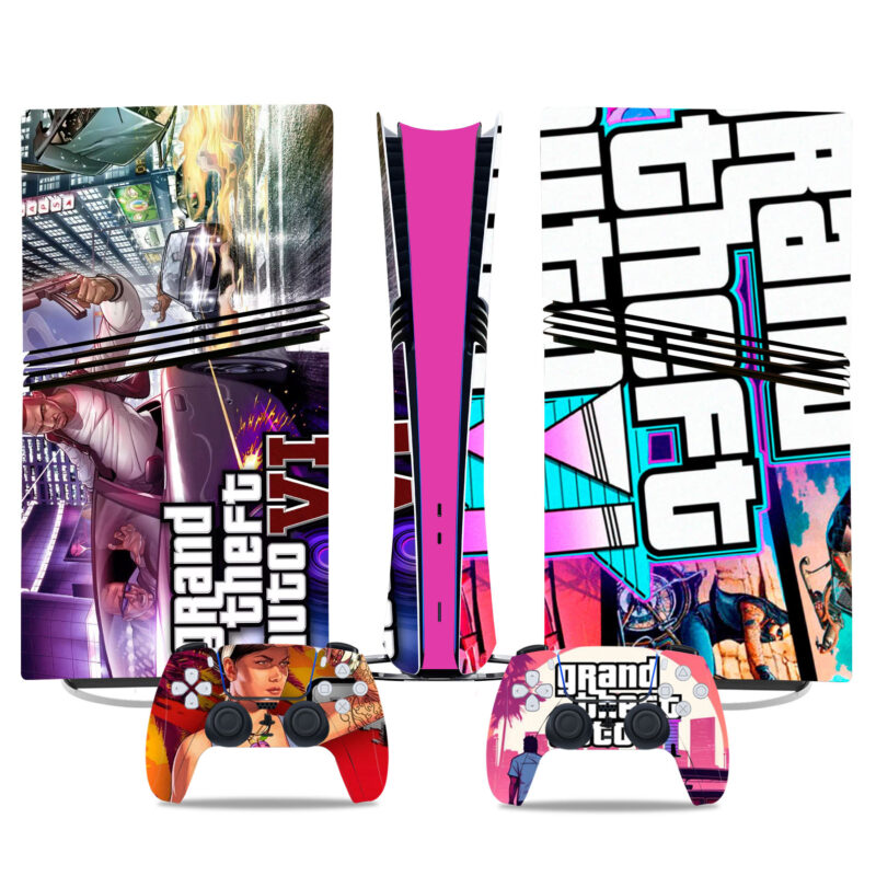 Grand Theft Auto VI PS5 Pro Skin Sticker - Custom Console & Controller Wrap Decal Set