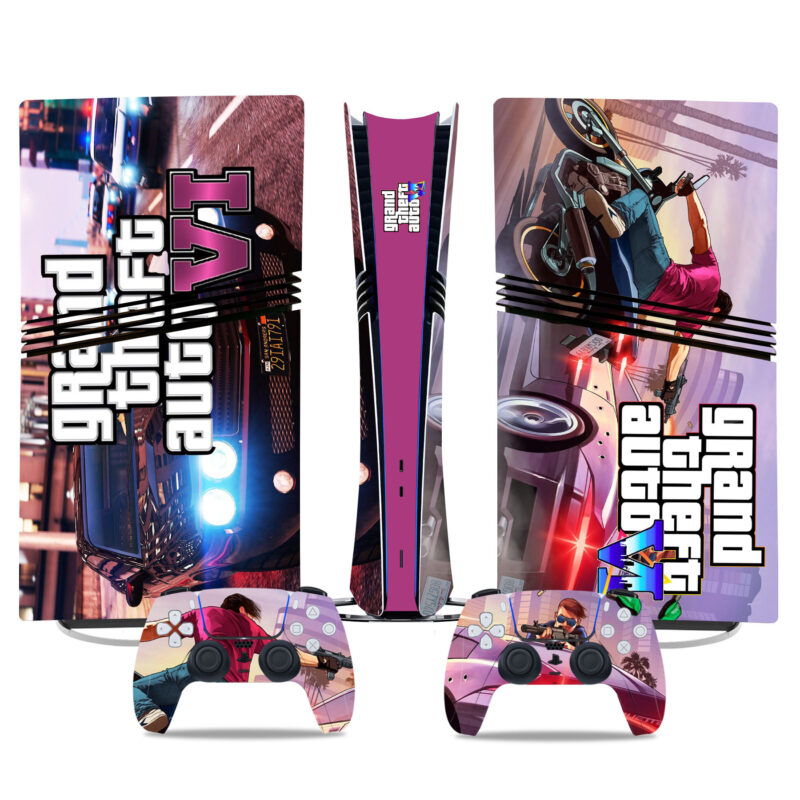 Grand Theft Auto VI PS5 Pro Skin Sticker - Stylish Console And Controller Custom Wrap Decals