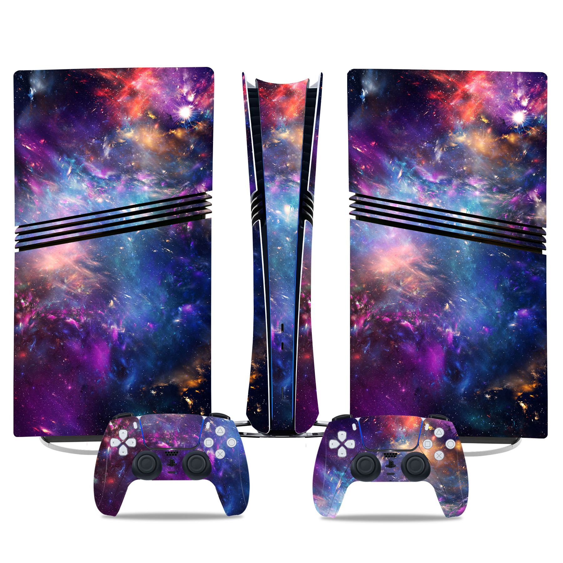 Vibrant Nebula PS5 Pro Skin Sticker - Stunning Galaxy Console Wrap With Matching Controller Decals - Image 2