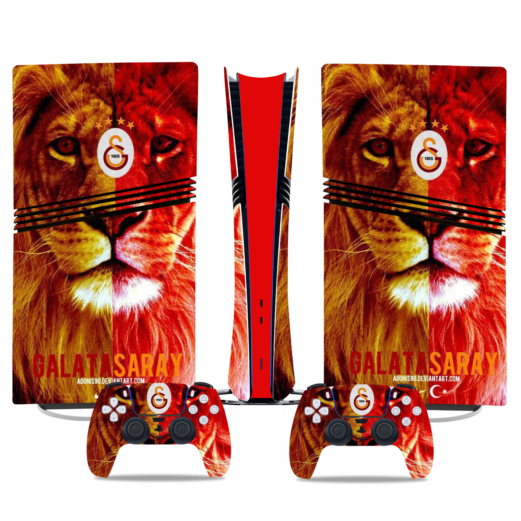 Galatasaray Lion-Themed PS5 Pro Skin Sticker – Premium Console & Controller Wrap - Image 3
