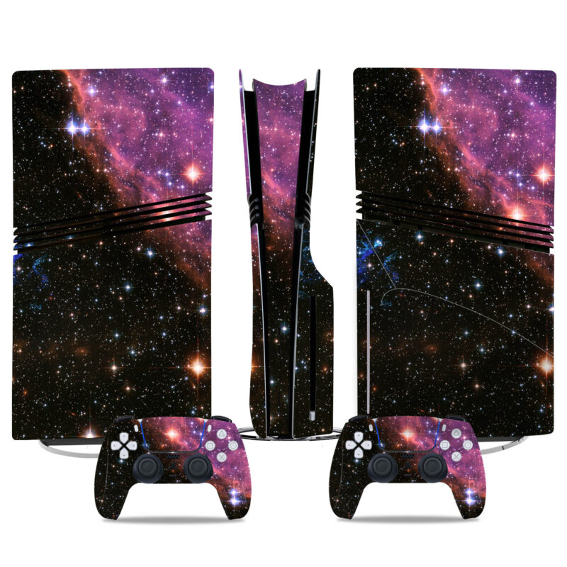 Starry Galaxy PS5 Pro Skin Sticker Decal – Cosmic Purple Nebula Design for Console and Controller