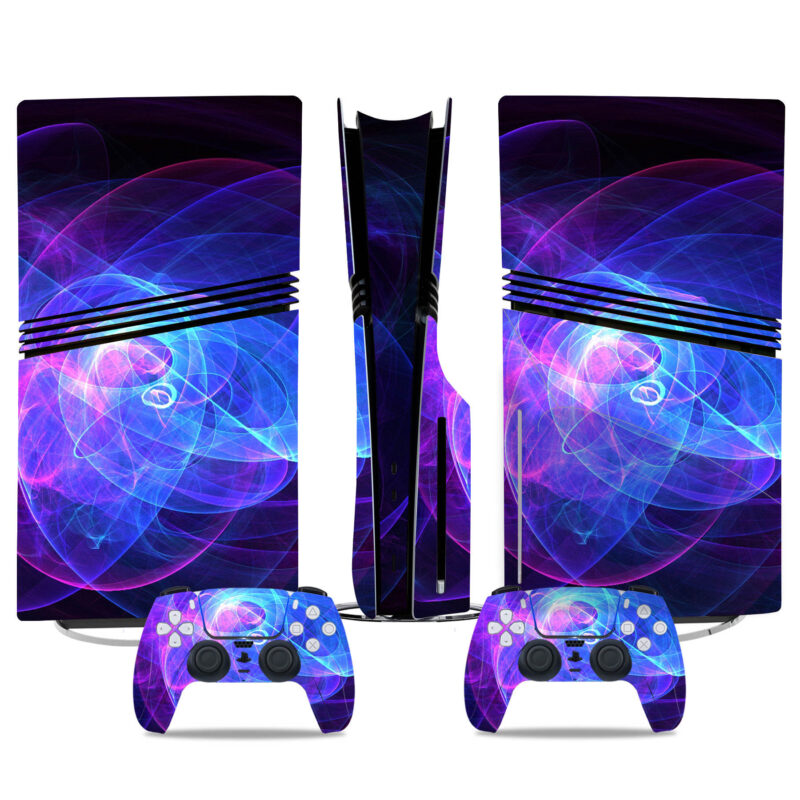 Vibrant Neon Swirl PS5 Pro Skin Sticker – Stunning Console & Controller Wrap