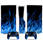 Dynamic Blue Flame PS5 Pro Skin Sticker – Sleek Console & Controller Design