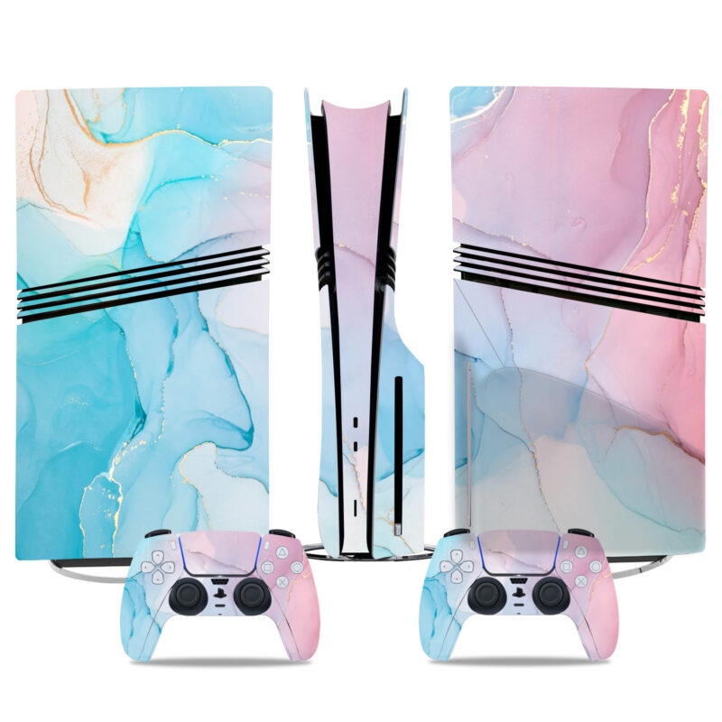 Elegant Marble PS5 Pro Skin Sticker – Stunning Pastel Design For Console & Controllers