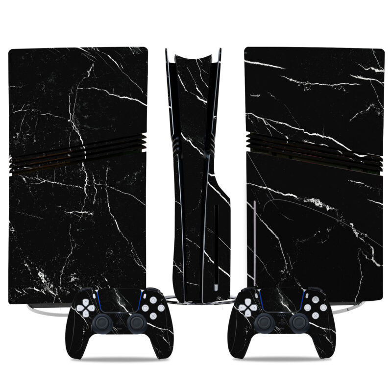 Elegant Black Marble PS5 Pro Skin Sticker – Sleek Console & Controller Wrap