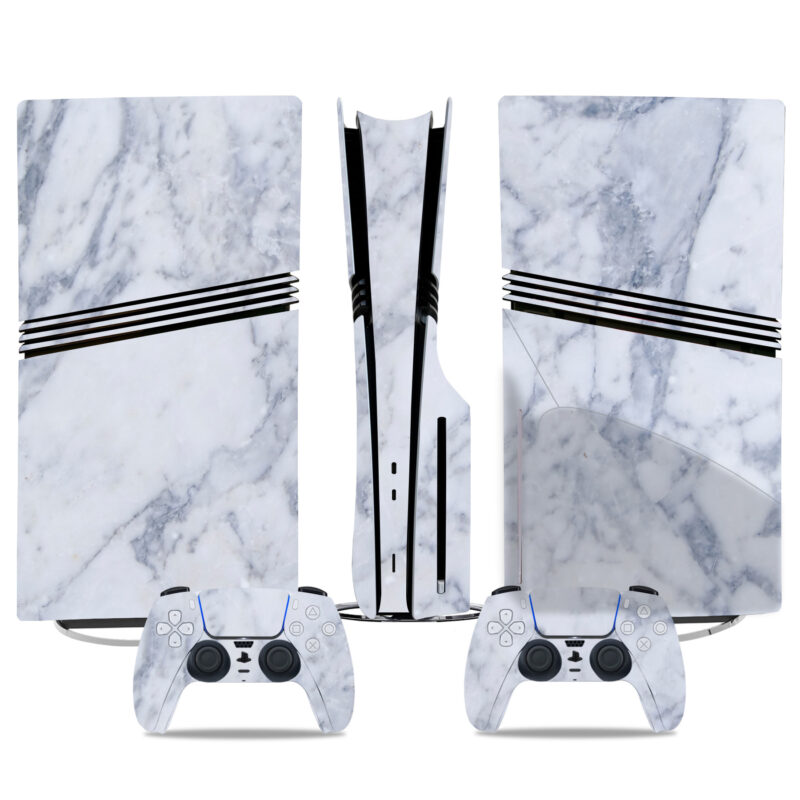 Luxury White Marble PS5 Pro Skin Sticker – Stylish Console & Controller Wrap