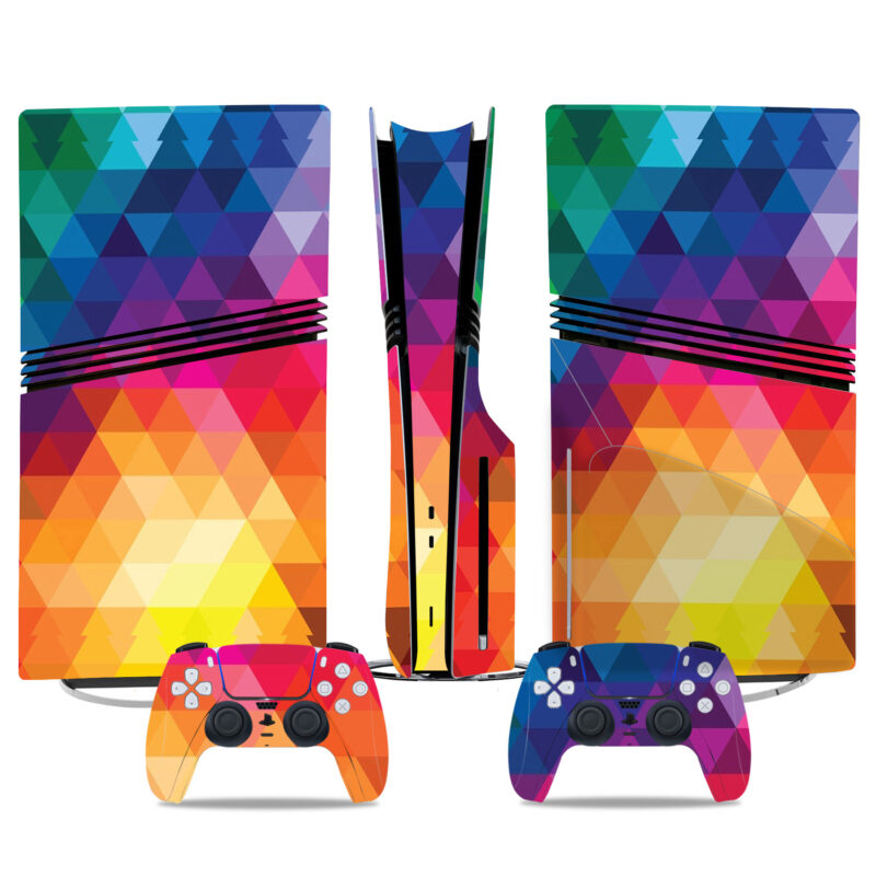 Vibrant Geometric PS5 Pro Skin Sticker – Stylish Console & Controller Wrap